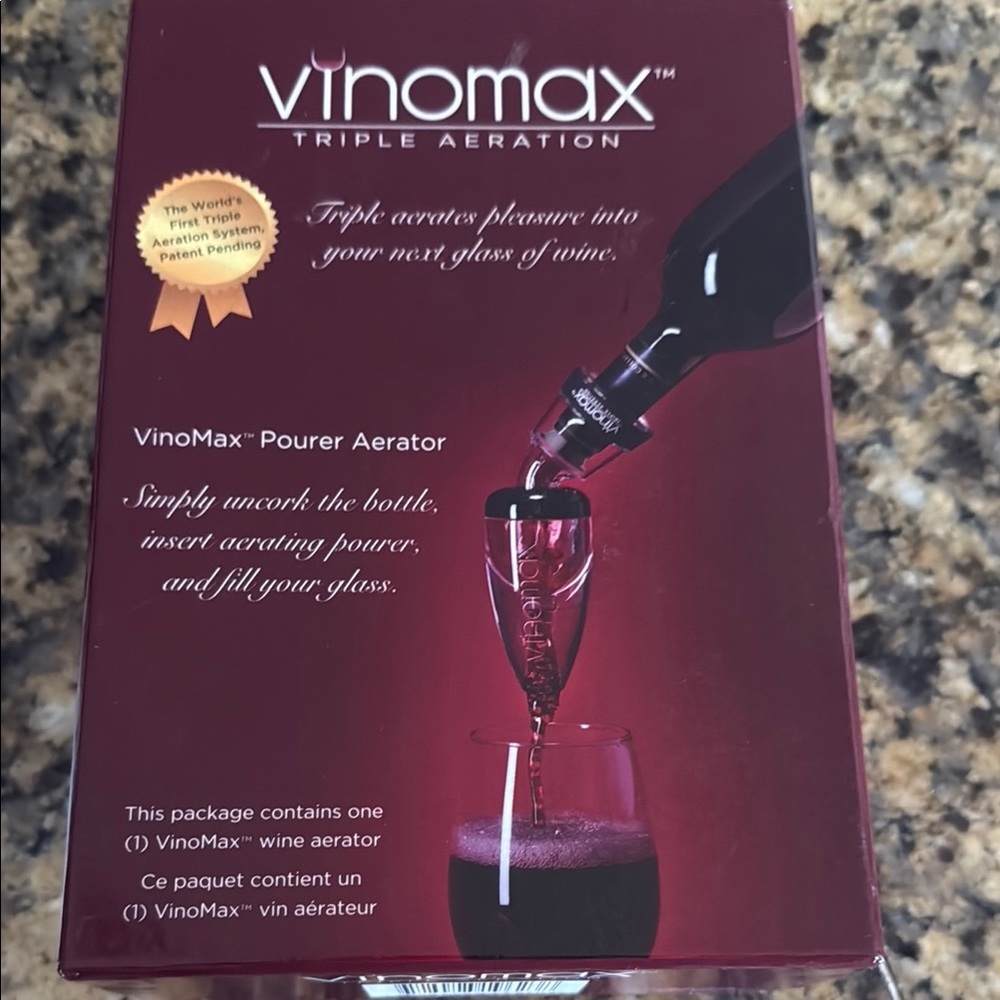 New Vinomax Handheld Wine Triple Aerator w/ Stand, 3 Piece Set